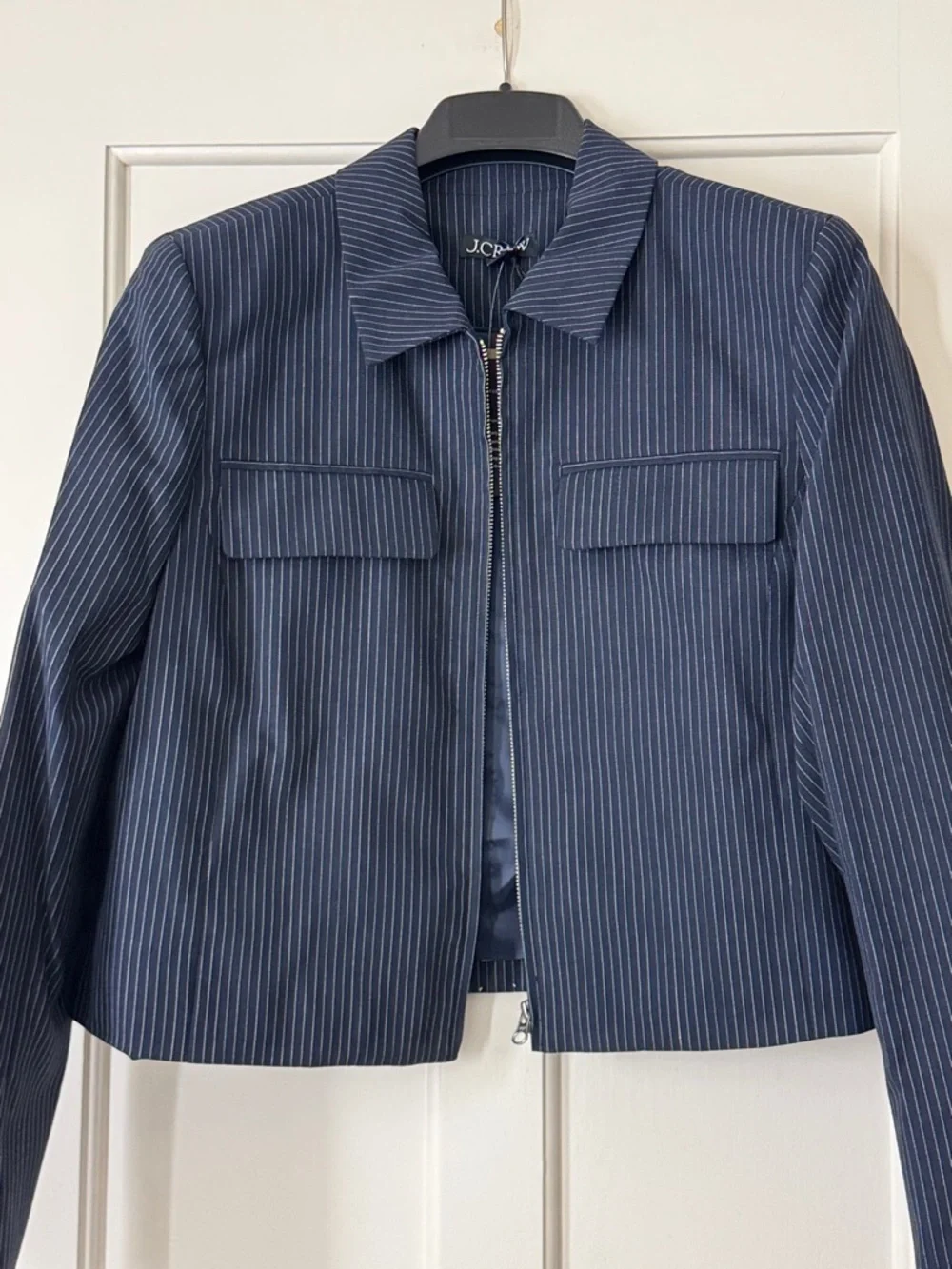 J.Crew Structured jacket in Italian studio wool blend pinstriped CS652